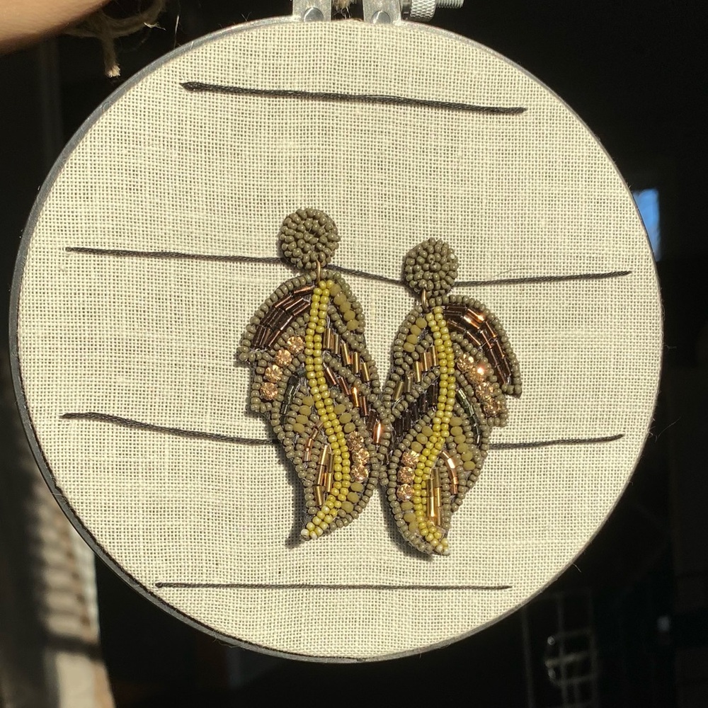 Beaded Leaf Earrings